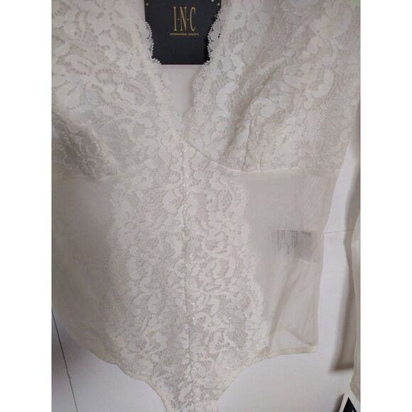 INC INTERNATIONAL CONCEPTS Not So Basic Long-Sleeve Lace Mesh Bodysuit Size S - Picture 8 of 8